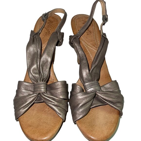 Naya Wind Cork Heel Open Toe Shoe Taupe Size 8 Women's - Picture 2 of 6